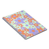 Orange Lila Blue Retro Y2K 70er Blume Muster Notizblock (Rechte Seite)