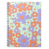 Orange Lila Blue Retro Y2K 70er Blume Muster Notizblock (Vorderseite)
