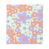 Orange Lila Blue Retro Y2K 70er Blume Muster Notizblock (Vorderseite)