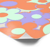 Orange Lila Blue Retro Y2K 70er Blume Muster Poster (Ecke)