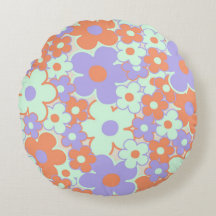 Orange Lila Blue Retro Y2K 70er Blume Muster