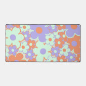 Orange Lila Blue Retro Y2K 70er Blume Muster Schreibtischunterlage (Vorderseite)