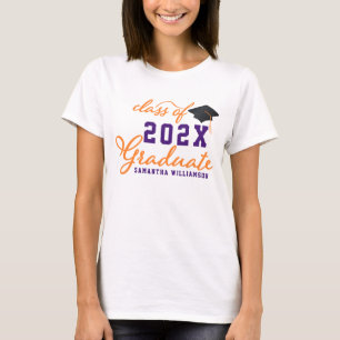 Orange Lila Class of 2024 Graduate Abschluss T-Shirt