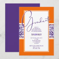 Orange Lila Damask Abschluss