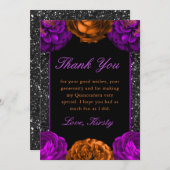 Orange & Lila Fall Blume Halloween Quinceanera Dankeskarte (Vorne/Hinten)