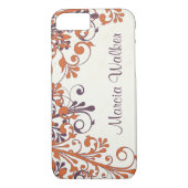 Orange Lila Floral Personalisiert Case-Mate iPhone Hülle (Rückseite)