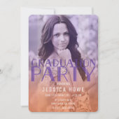 Orange Lila Graduate Party Graduate Foto Einladung (Vorderseite)