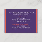 Orange & Lila Graduation Cap für Einzelhändler Visitenkarte (Rückseite)