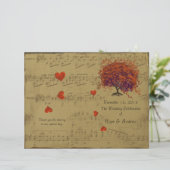 Orange & Lila Heart Leaf Tree Wedding Program (Stehend Vorderseite)