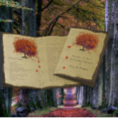 Orange & Lila Heart Leaf Tree Wedding Program