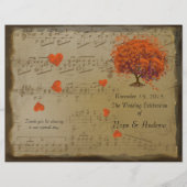 Orange & Lila Heart Leaf Tree Wedding Program (Vorderseite)