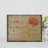 Orange & Lila Heart Leaf Tree Wedding Program (Stehend Vorderseite)