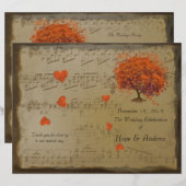Orange & Lila Heart Leaf Tree Wedding Program (Vorne/Hinten)