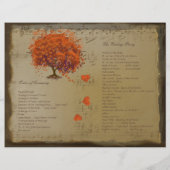 Orange & Lila Heart Leaf Tree Wedding Program (Rückseite)