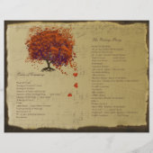 Orange & Lila Heart Leaf Tree Wedding Program (Rückseite)