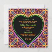 Orange Lila Hippie Child Bohemisch Themed Party Save The Date (Rückseite)