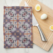 Orange Lila Indianerstamm-Mosaikmuster Geschirrtuch (Viertel Falte)