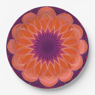 Orange Lila Kaleidoskop Pappteller