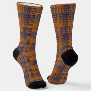 Orange Lila Karo abstraktes Muster Socken