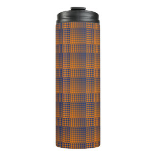Orange Lila Karo abstraktes Muster Thermosbecher