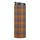 Orange Lila Karo abstraktes Muster Thermosbecher (Nach rechts gedreht)
