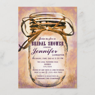 Orange lila Maurer-Glas-Brautparty-Einladungen Einladung