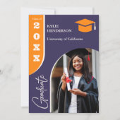 Orange Lila Modernes Abschluss Foto Ankündigung (Vorderseite)