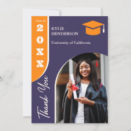 Orange Lila Modernes Abschluss Foto Dankeskarte