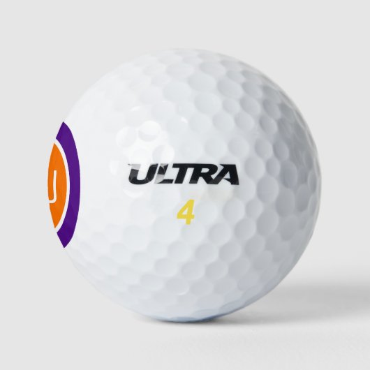Orange Lila Monogram Initials Personalisiert Golfball (Logo)