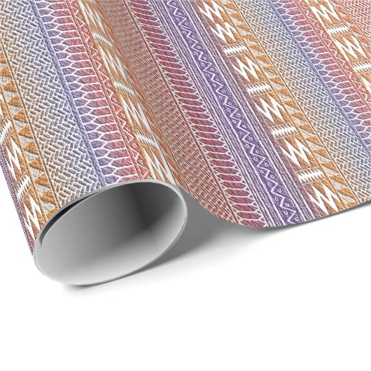 Orange Lila Ombre Geo Aztec Tribal Print Pattern Geschenkpapier (Rolleneckpunkt)
