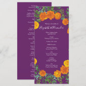 Orange Lila Plum Peony Rose Hochzeitsprogramme Menükarte (Vorne/Hinten)
