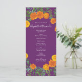 Orange Lila Plum Peony Rose Hochzeitsprogramme Menükarte (Stehend Vorderseite)