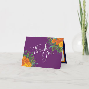 Orange & Lila Plum Peony Rose Wedding Vielen Dank Dankeskarte