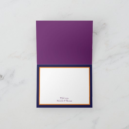 Orange & Lila Plum Peony Rose Wedding Vielen Dank Dankeskarte (Innenseite)