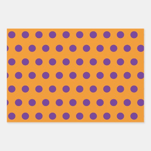 Orange Lila Polka Dot Circles Geometrisches Muster Geschenkpapier Set (Vorderseite 2)