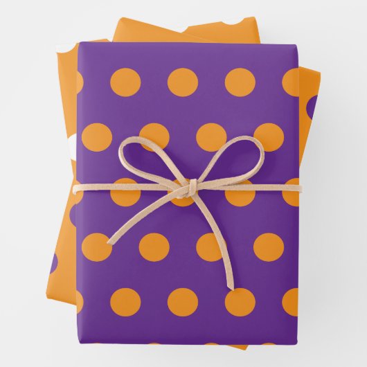 Orange Lila Polka Dot Circles Geometrisches Muster Geschenkpapier Set (Beispiel)