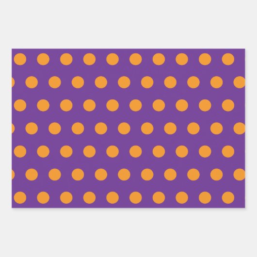 Orange Lila Polka Dot Circles Geometrisches Muster Geschenkpapier Set (Vorderseite)