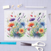 Orange Lila Red Blue Watercolor Blume Seidenpapier (Handwerk)