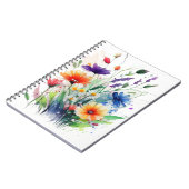 Orange Lila Red Blue Watercolor Blumen Journal Notizblock (Linke Seite)