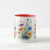Orange Lila Red Blue Watercolor Wilde Blume Tasse (Zentrum)