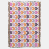 Orange lila rosa geometrisches Zickzack Muster Decke (Vorderseite Vertikal)