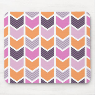 Orange lila rosa geometrisches Zickzack Muster Mousepad
