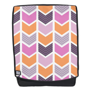 Orange lila rosa geometrisches Zickzack Muster Rucksack