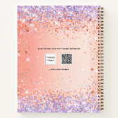 Orange lila Rose Glitzer Farbe Notizblock (Rückseite)