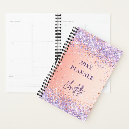 Orange lila Rose Gold Violett Glitzer Drehbuch 202 Planer (Anzeige)