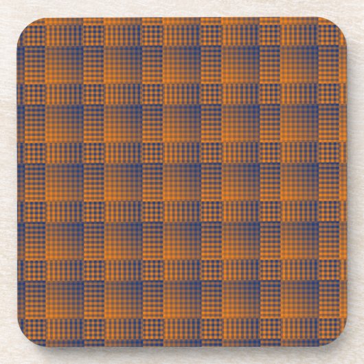 Orange Lila Schachbrett abstraktes Muster Getränkeuntersetzer (Vorderseite)
