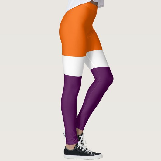 Orange, Lila Schlichte Farbblockgestaltung Leggings