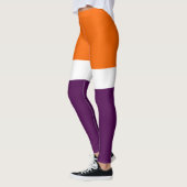 Orange, Lila Schlichte Farbblockgestaltung Leggings (Links)