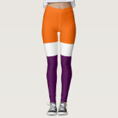 Orange, Lila Schlichte Farbblockgestaltung Leggings (Vorderseite)