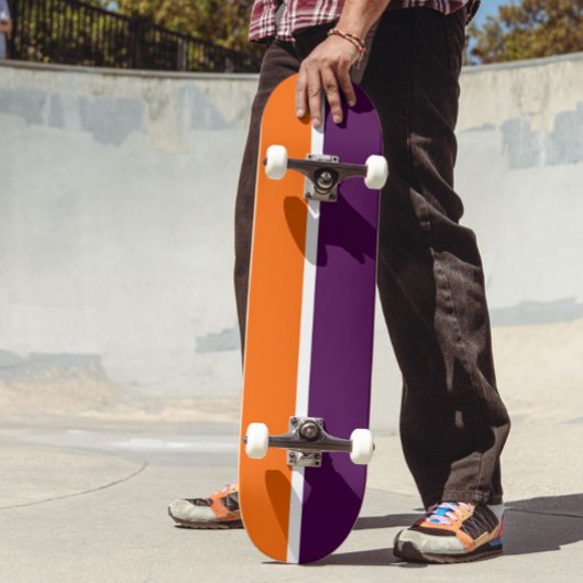Orange, Lila Schlichte Farbblockgestaltung Skateboard